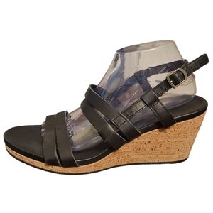 Teva Strappy Black Wedge Womens Buckle Sandal, Size 11